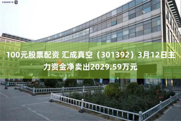 100元股票配资 汇成真空（301392）3月12日主力资金净卖出2029.59万元